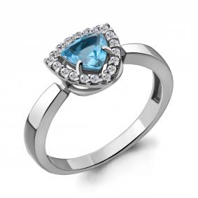 Серебряное кольцо AQUAMARINE А6916505А с топазом и фианитом А6916505А фото