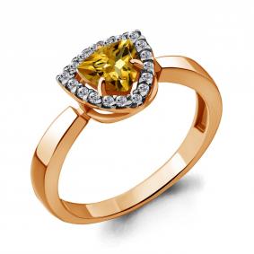 Кольцо из золочёного серебра AQUAMARINE А6916506А-п с фианитом и цитрином А6916506А-п фото