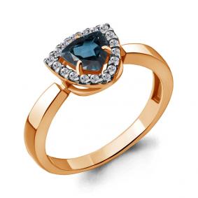 Кольцо из золочёного серебра AQUAMARINE А6916508А-п с фианитом и Лондон топазом А6916508А-п фото