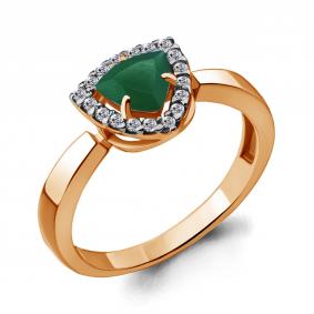 Кольцо из золочёного серебра AQUAMARINE А6916509А-п с фианитом и агатом А6916509А-п фото