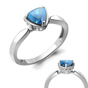 Серебряное кольцо AQUAMARINE А6916605А с топазом и фианитом А6916605А фото
