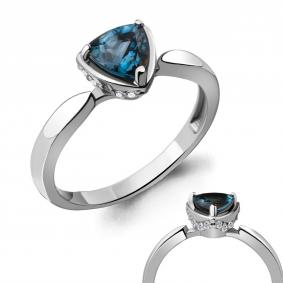 Серебряное кольцо AQUAMARINE А6916608А с фианитом и Лондон топазом А6916608А фото