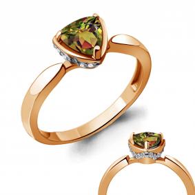 Кольцо из золочёного серебра AQUAMARINE А6916619А-п с фианитом и султанитом А6916619А-п фото