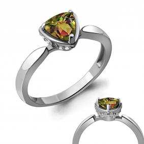 Серебряное кольцо AQUAMARINE А6916619А с фианитом и султанитом А6916619А фото