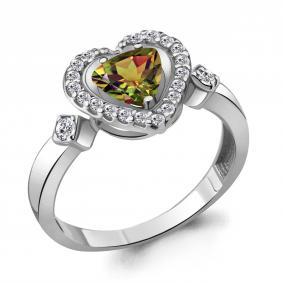 Серебряное кольцо AQUAMARINE А6916719А с фианитом и султанитом А6916719А фото
