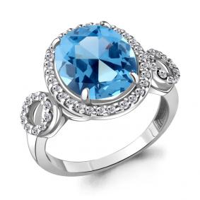 Серебряное кольцо AQUAMARINE А6916892А с топазом и фианитом А6916892А фото