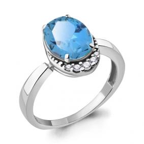 Серебряное кольцо AQUAMARINE А6917088А с фианитом и турмалином А6917088А фото