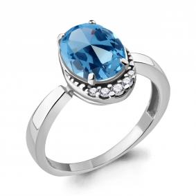 Серебряное кольцо AQUAMARINE А6917092А с топазом и фианитом А6917092А фото