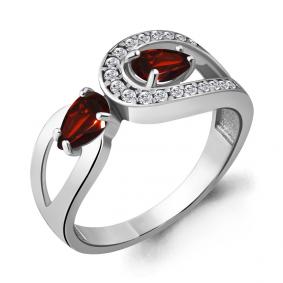 Серебряное кольцо AQUAMARINE А6917603А с фианитом и гранатом А6917603А фото