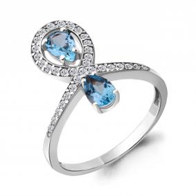 Серебряное кольцо AQUAMARINE А6917705А с топазом и фианитом А6917705А фото