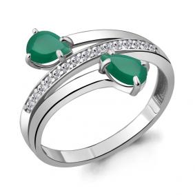 Серебряное кольцо AQUAMARINE А6917909А с фианитом и агатом А6917909А фото