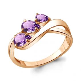 Кольцо из золочёного серебра AQUAMARINE А6918204-п с аметистом А6918204-п фото