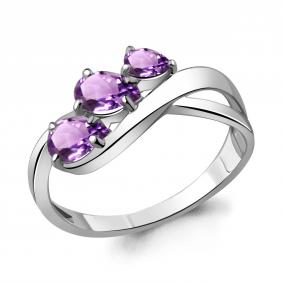 Серебряное кольцо AQUAMARINE А6918204 с аметистом А6918204 фото