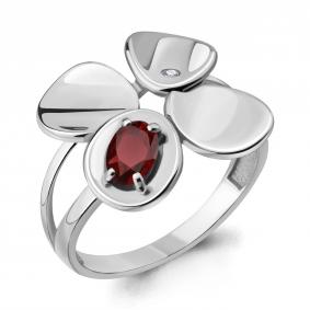 Серебряное кольцо AQUAMARINE А6918403А с фианитом и гранатом А6918403А фото