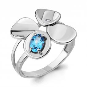 Серебряное кольцо AQUAMARINE А6918405А с топазом и фианитом А6918405А фото