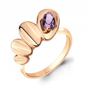 Кольцо из золочёного серебра AQUAMARINE А6918804-п с аметистом А6918804-п фото
