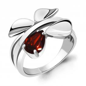 Серебряное кольцо AQUAMARINE А6919203 с гранатом А6919203 фото