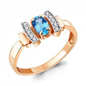 Кольцо из золочёного серебра AQUAMARINE А6919905А-пк с топазом и фианитом А6919905А-пк фото