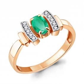 Кольцо из золочёного серебра AQUAMARINE А6919909А-пк с фианитом и агатом А6919909А-пк фото