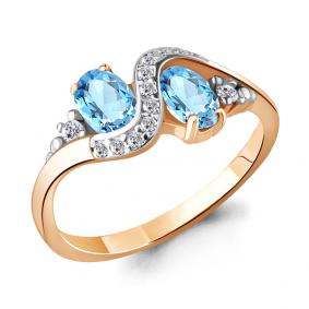 Кольцо из золочёного серебра AQUAMARINE А6920005А-пк с топазом и фианитом А6920005А-пк фото
