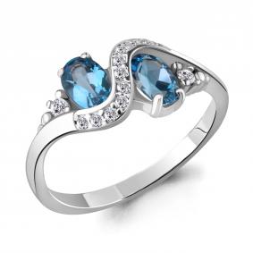 Серебряное кольцо AQUAMARINE А6920005А с топазом и фианитом А6920005А фото