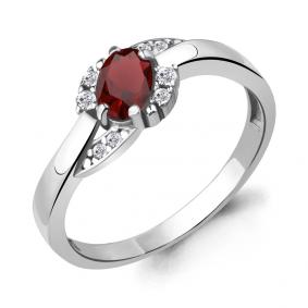 Серебряное кольцо AQUAMARINE А6920103А с фианитом и гранатом А6920103А фото