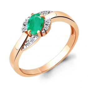 Кольцо из золочёного серебра AQUAMARINE А6920109А-п с фианитом и агатом А6920109А-п фото