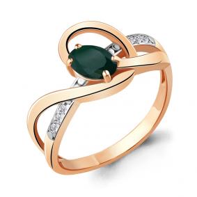 Кольцо из золочёного серебра AQUAMARINE А6920309А-пк с фианитом и агатом А6920309А-пк фото