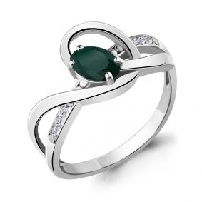 Серебряное кольцо AQUAMARINE А6920309А с фианитом и агатом А6920309А фото