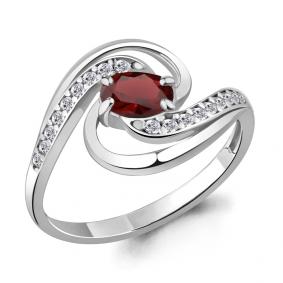 Серебряное кольцо AQUAMARINE А6920403А с фианитом и гранатом А6920403А фото