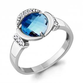 Серебряное кольцо AQUAMARINE А6921088А с фианитом и турмалином А6921088А фото