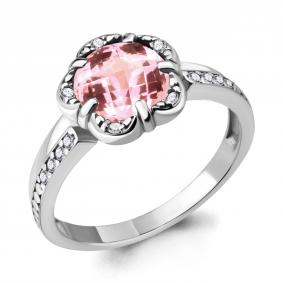 Серебряное кольцо AQUAMARINE А6921190А с фианитом и морганитом А6921190А фото