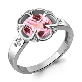 Серебряное кольцо AQUAMARINE А6921290А с фианитом и морганитом А6921290А фото