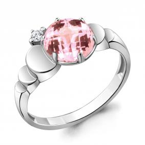 Серебряное кольцо AQUAMARINE А6921590А с фианитом и морганитом А6921590А фото
