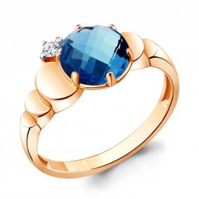 Кольцо из золочёного серебра AQUAMARINE А6921593А-п с фианитом и Лондон топазом А6921593А-п фото