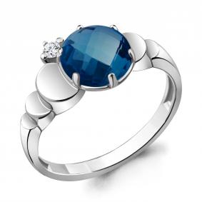 Серебряное кольцо AQUAMARINE А6921593А с фианитом и Лондон топазом А6921593А фото