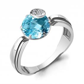 Серебряное кольцо AQUAMARINE А6921688А с фианитом и турмалином А6921688А фото