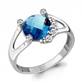 Серебряное кольцо AQUAMARINE А6921793А с фианитом и Лондон топазом А6921793А фото