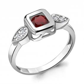 Серебряное кольцо AQUAMARINE А6921903А с фианитом и гранатом А6921903А фото