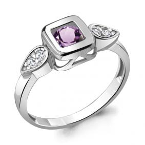 Серебряное кольцо AQUAMARINE А6921904А с фианитом и аметистом А6921904А фото