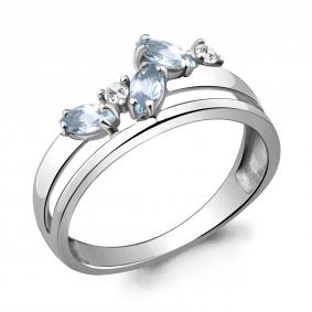 Серебряное кольцо AQUAMARINE А6923602А с топазом и фианитом А6923602А фото