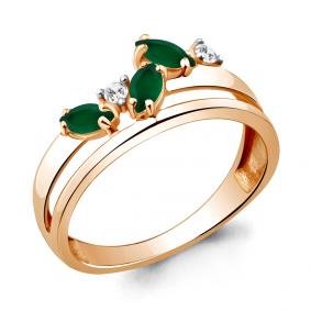 Кольцо из золочёного серебра AQUAMARINE А6923609А-п с фианитом и агатом А6923609А-п фото