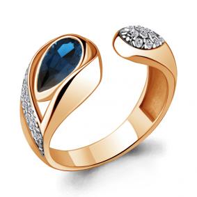 Кольцо из золочёного серебра AQUAMARINE А6924393А-п с фианитом и Лондон топазом А6924393А-п фото