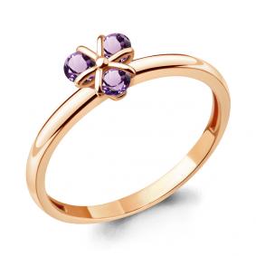Кольцо из золочёного серебра AQUAMARINE А6925304-п с аметистом А6925304-п фото