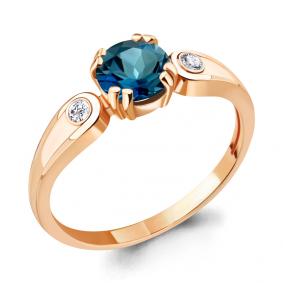 Кольцо из золочёного серебра AQUAMARINE А6927708А-п с фианитом и Лондон топазом А6927708А-п фото
