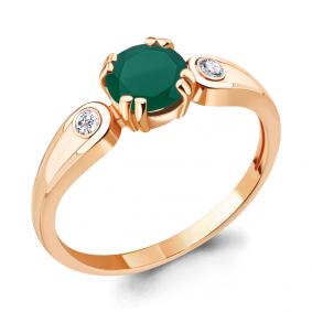 Кольцо из золочёного серебра AQUAMARINE А6927709А-п с фианитом и агатом А6927709А-п фото