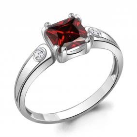 Серебряное кольцо AQUAMARINE А6927803А с фианитом и гранатом А6927803А фото