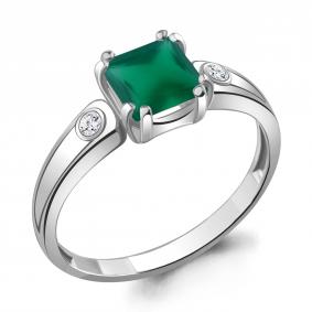 Серебряное кольцо AQUAMARINE А6927809А с фианитом и агатом А6927809А фото