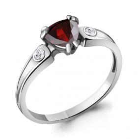 Серебряное кольцо AQUAMARINE А6927903А с фианитом и гранатом А6927903А фото