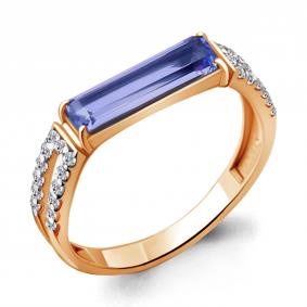 Кольцо из золочёного серебра AQUAMARINE А69300603А-п с фианитом и танзанитом А69300603А-п фото